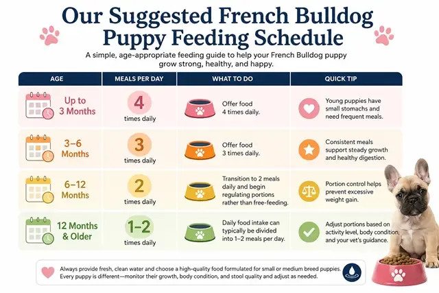 French Bulldog puppy feeding schedule chart by age